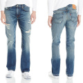 Bleu Hommes Coton Stretch Lavage De Base Lavage De Mode Casual Porter Slim Jeans Droit Denim
